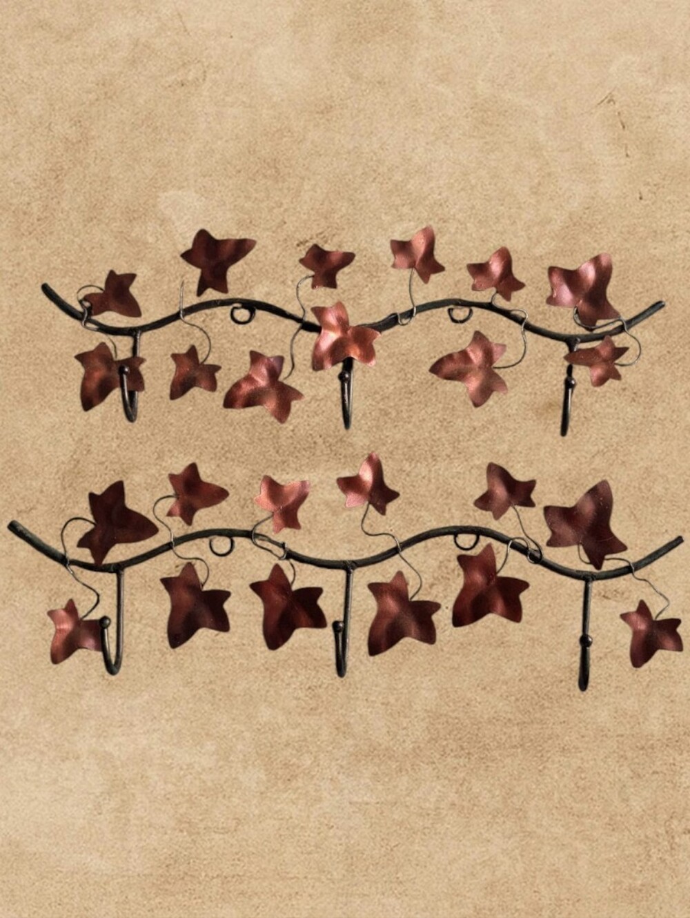 Set Of Two Wrought Iron Leaves wall hooks